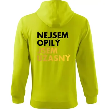 Pánská mikina Nejsem opilý jsem úžasný - Mikina s kapucí na zip trendy zipper - L ( Limetková )