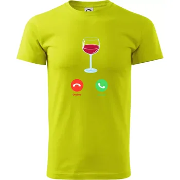 Víno volá (Pecka design) - Klasické pánské triko vyšší gramáže - 4XL ( Limetková )