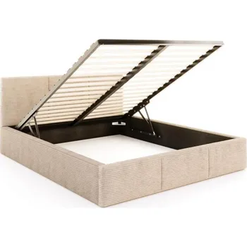 Postel Čalouněná postel FRESIA 90x200 s kovovým zdvižným roštem BÉŽOVÁ SZTRUKS