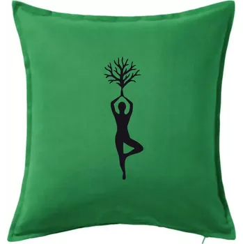 Polštář Yoga strom - Polštář 50x50 - 50x50 - Včetně výplně ( Středně zelená )