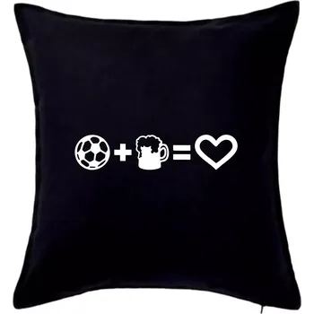 Polštář Míč, pivo, srdce - Polštář 50x50 - 50x50 - Včetně výplně ( Černá )