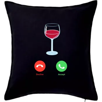 Polštář Víno volá (Pecka design) - Polštář 50x50 - 50x50 - Pouze potah ( Černá )