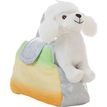 plyšák Malý bílý psíček v duhové tašce od firmy Llopis (Bolsito Marilin-unicornio-perro 24 cm)