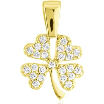 Přívěsek GEMMAX Zlatý přívěsek Čtyřlístek se zirkony – zlatý šperk ryzosti 585/1000 v Dárkovém balení s Certifikátem GLPYB-37411