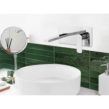 Vodovodní baterie Nástěnná umyvadlová páková baterie stříbrná Beliani