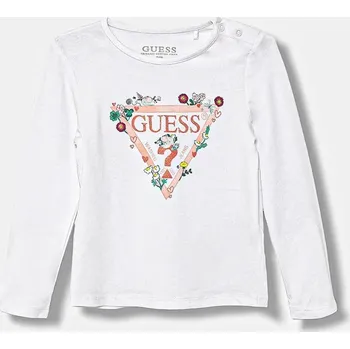 Kojenecké tričko s dlouhým rukávem Guess bílá barva, A5YI03 K6YW4 A5YI03.K6YW4.9BYA 00X, vel. 68-76