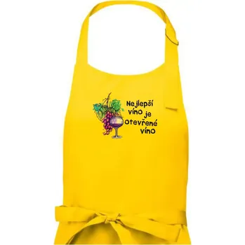 Kuchyňská zástěra Nejlepší víno je otevřené víno - Pánská zástěra na vaření - Univerzální velikost ( Žlutá )