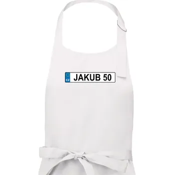 Kuchyňská zástěra SPZ Jakub 50 - Pánská zástěra na vaření - Univerzální velikost ( Bílá )