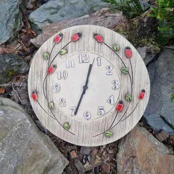 Hodiny Keramické hodiny se šípkem přírodní kulaté
