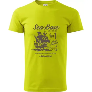Sea Base - Klasické pánské triko vyšší gramáže - S ( Limetková )