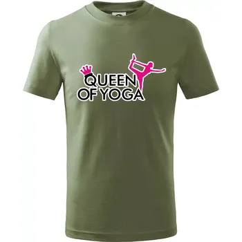 Queen Of Yoga - Tričko dětské bavlněné - 134 cm/8 let ( Khaki )