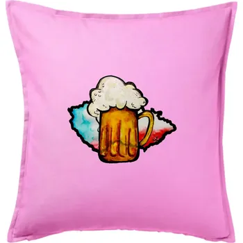 Polštář Český pivař (lulu_art) - Polštář 50x50 - 50x50 - Pouze potah ( Růžová )