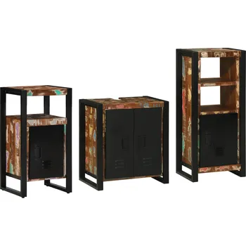 Koupelnový nábytek Sada koupelnového nábytku 3 pcs Masivní znovu použité dřevo Vícebarevná 3305625