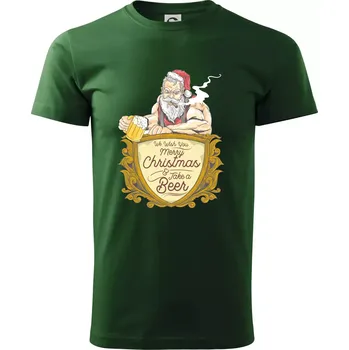 Pánské tričko Drsnej santa - Triko extra velké (5-8XL) - 8XL ( Lahvově zelená )