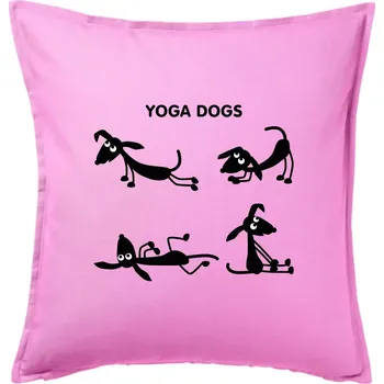 Polštář Psí yoga (Hana-creative) - Polštář 50x50 - 50x50 - Pouze potah ( Růžová )