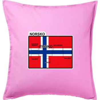 Polštář Norsko vlajka další státy - Polštář 50x50 - 50x50 - Pouze potah ( Růžová )