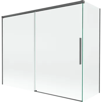 Mexen Rox sprchová zástěna dvoukřídlá posuvná 190 + 90 x 150 cm, transparentní, kartáčovaná tmavě šedá - 8C9-190-090-66-00 Vanové zástěny