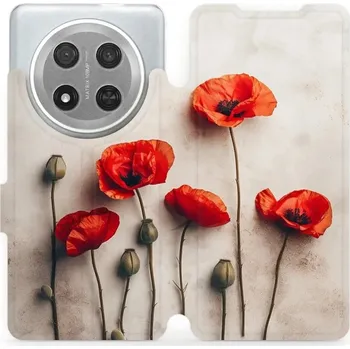 Pouzdro na mobilní telefon Flipové pouzdro Mobiwear - Honor Magic7 Lite 5G - VP42S Vlčí máky (Knížkové flip pouzdro, obal, kryt na mobil Honor Magic7 Lite 5G - VP42S Vlčí máky, materiál Umělá kůže + TPU - ochrana 360°, stojánek, silikonová vanička, magnetické zavírání)