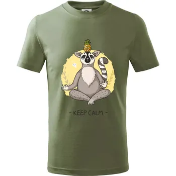 Yoga - keep calm kreslený - Tričko dětské bavlněné - 104-110cm / 3-4 roky ( Khaki )