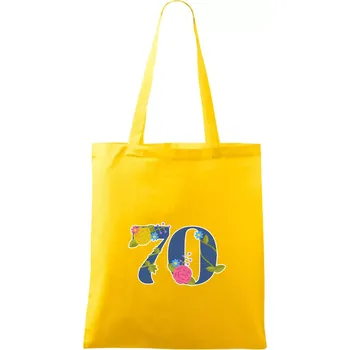 Květinové číslo kreslené - 70 - Taška bavlněná - 42 x 38 cm ( Žlutá )