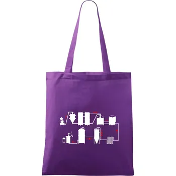 Nákupní taška Pivní cesta od výroby k výčepu - Taška bavlněná - 42 x 38 cm ( Fialová )