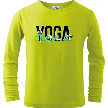 Yoga nápis barevný - Triko dětské Long Sleeve - 104-110cm / 3-4 roky ( Limetková )
