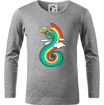 Chlapecké tričko Piju jako duha (Pecka design) - Triko dětské Long Sleeve - 122 cm/6 let ( Tmavě šedý melír )