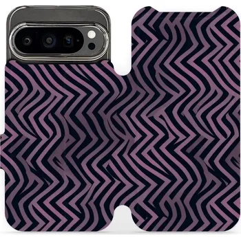 Pouzdro na mobilní telefon Flipové pouzdro Mobiwear - Google Pixel 9 Pro - VA55S Fialové klikyháky (Knížkové flip pouzdro, obal, kryt na mobil Google Pixel 9 Pro - VA55S Fialové klikyháky, materiál Umělá kůže + TPU - ochrana 360°, stojánek, silikonová vanička, magnetické zavírání)