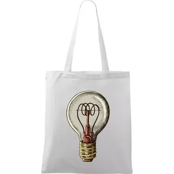 Nákupní taška Retro žárovka - Taška bavlněná - 42 x 38 cm ( Bílá )