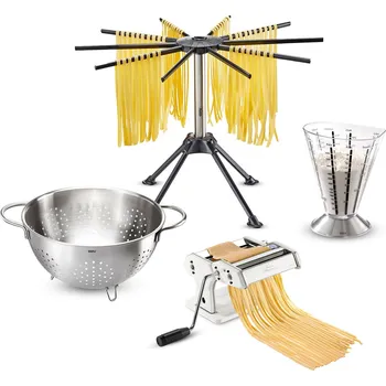 Strojek na těstoviny GEFU Ručně vyráběné těstoviny 4 el. - nerezový kráječ/mlýnek na těstoviny s příslušenstvím