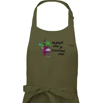 Kuchyňská zástěra Nejlepší víno je otevřené víno - Pánská zástěra na vaření - Univerzální velikost ( Khaki )