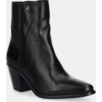 Dámská zimní obuv Kožené kotníkové boty Tommy Hilfiger WESTERN MID HEEL LEATHER CHELSEA FW0FW08890 černá 99X, EUR 38