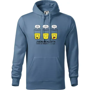 Pánská mikina Jsem realista - skleničky (Hana-creative) - Mikina pánská Cape s kapucí - XL ( Denim )