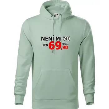 Pánská mikina Není mi 70 - Mikina pánská Cape s kapucí - 4XL ( Sage )