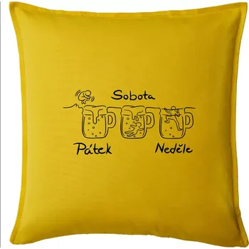 Polštář Pátek sobota neděle pivo - Polštář 50x50 - 50x50 - Pouze potah ( Žlutá )