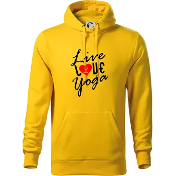 Pánská mikina Live Love Yoga - Mikina pánská Cape s kapucí - 4XL ( Žlutá )