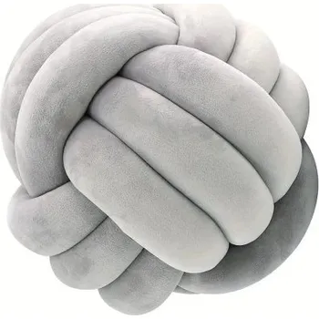 Dekorativní polštářek Dekorativní polštář ve tvaru uzlu Koule na postel či gauč Měkký designový doplněk z plyše Výplň z dutého vlákna Bytový textil šedá