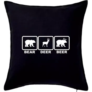 Polštář Bear - Deer - Beer - Polštář 50x50 - 50x50 - Pouze potah ( Černá )