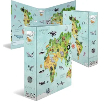 Designový pákový pořadač A4 7cm karton, motiv - Mapa světa