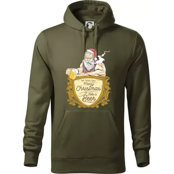 Pánská mikina Drsnej santa - Mikina pánská Cape s kapucí - 3XL ( Military )