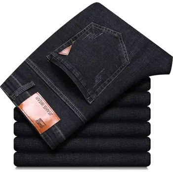 Pánské džíny Pánské strečové slim fit džíny Pohodlné rovné elastické kalhoty Moderní úzký střih Ležérní styl Džínové kalhoty pro každý den černá 40