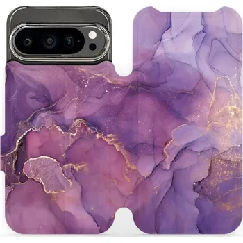 Pouzdro na mobilní telefon Flipové pouzdro Mobiwear - Google Pixel 9 Pro - VP20S Fialový mramor (Knížkové flip pouzdro, obal, kryt na mobil Google Pixel 9 Pro - VP20S Fialový mramor, materiál Umělá kůže + TPU - ochrana 360°, stojánek, silikonová vanička, magnetické zavírání)