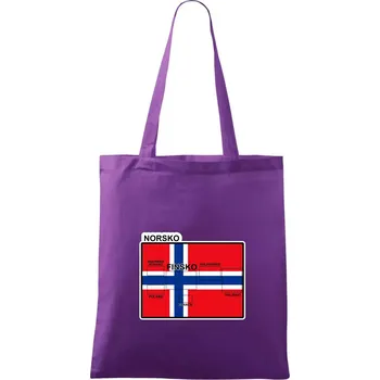 Nákupní taška Norsko vlajka další státy - Taška bavlněná - 42 x 38 cm ( Fialová )