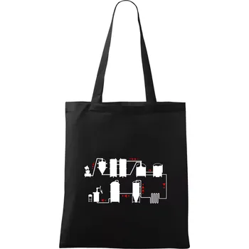 Nákupní taška Pivní cesta od výroby k výčepu - Taška bavlněná - 42 x 38 cm ( Černá )