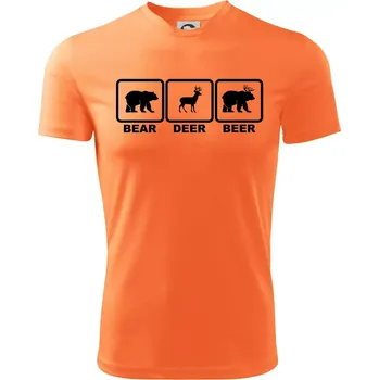 Chlapecké tričko Bear - Deer - Beer - Dětské triko sportovní (dresovina) - 122 cm/6 let ( Neon mandarine )