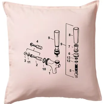 Polštář Pípa nákres - Polštář 50x50 - 50x50 - Pouze potah ( Světle růžová )