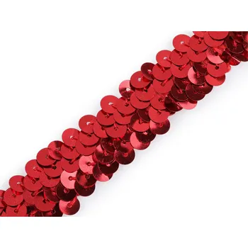 Flitrový prýmek šíře 20 mm elastický, barva 4 červená