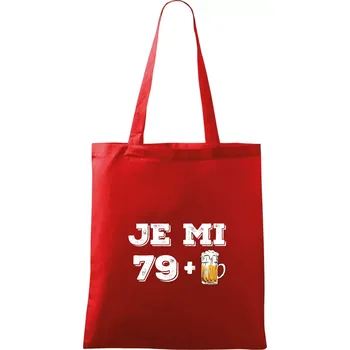 Nákupní taška Je mi 80 pivo - Taška bavlněná - 42 x 38 cm ( Červená )