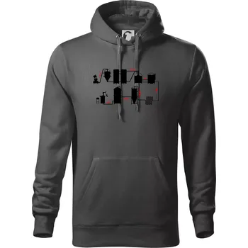 Pánská mikina Pivní cesta od výroby k výčepu - Mikina pánská Cape s kapucí - 5XL ( Ocelově šedá )