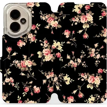 Pouzdro na mobilní telefon Flipové pouzdro Mobiwear - Honor 400 - VD02S Květy na černé (Knížkové flip pouzdro, obal, kryt na mobil Honor 400 - VD02S Květy na černé, materiál Umělá kůže + TPU - ochrana 360°, stojánek, silikonová vanička, magnetické zavírání)